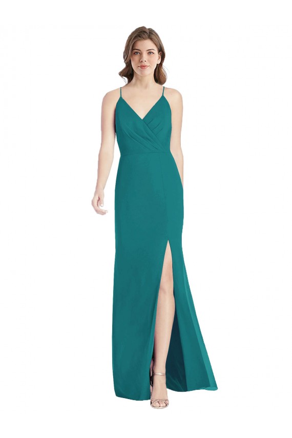 Discount Criss Cross Back Mermaid Wrap Chiffon Bridesmaid Dress UK