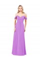 Discount Off The Shoulder Draped Sleeves A-Line Chiffon Bridesmaid Dress UK