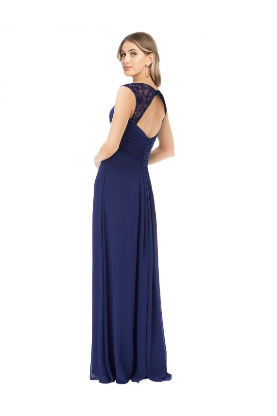 Discount Embroidered Keyhole Back Chiffon Bridesmaid Dress UK