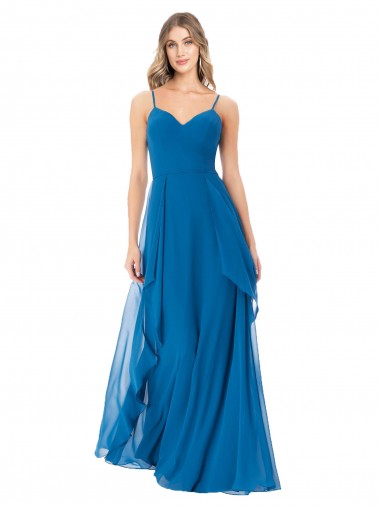 Discount Simple Sweetheart Chiffon Bridesmaid Dress with Cascading Overlay UK