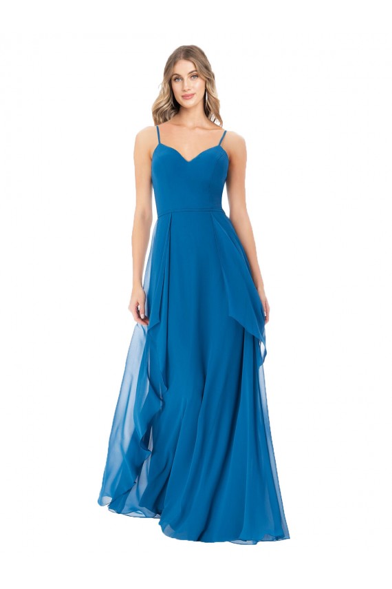 Discount Simple Sweetheart Chiffon Bridesmaid Dress with Cascading Overlay UK