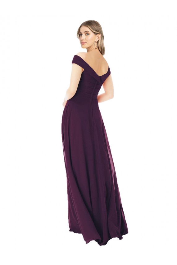 Discount Classic Off the Shoulder Draped Chiffon Bridesmaid Dress UK