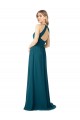 Discount Draped High Neck Keyhole Back Bridesmaid Dress with Front Slit UK