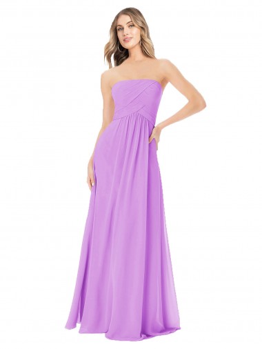 Discount Draped Strapless Floor Length Chiffon Bridesmaid Dress UK