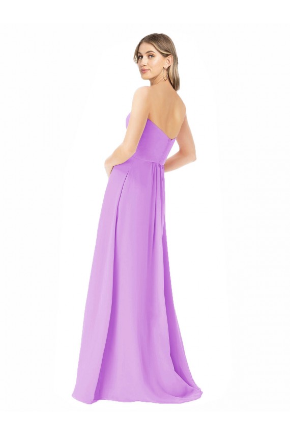 Discount Draped Strapless Floor Length Chiffon Bridesmaid Dress UK