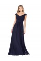 Discount Off the Shoulder Classic Chiffon Bridesmaid Dress with Draped Bodice UK