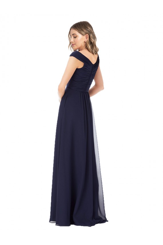 Discount Off the Shoulder Classic Chiffon Bridesmaid Dress with Draped Bodice UK