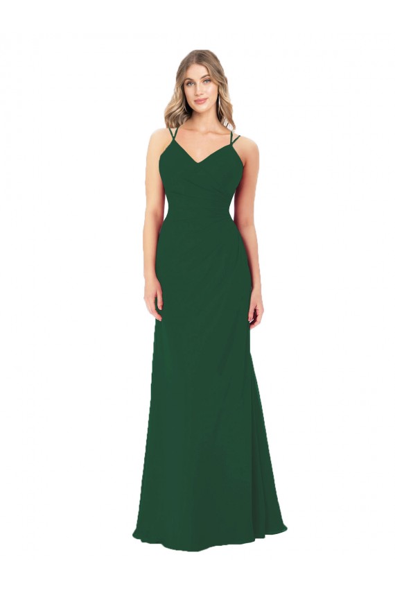 Discount Criss Cross Strappy Chiffon Bridesmaid Dress UK