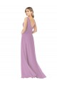 Discount Simple Chiffon V-Neck Bridesmaid Dress with Draped V-Back UK