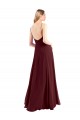 Discount Spaghetti Straps V-Neck Long Chiffon Bridesmaid Dress with Side Slit UK