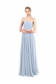 Discount Luxe Chiffon Straight Neckline Long Chiffon Bridesmaid Dress with Skinny Straps UK
