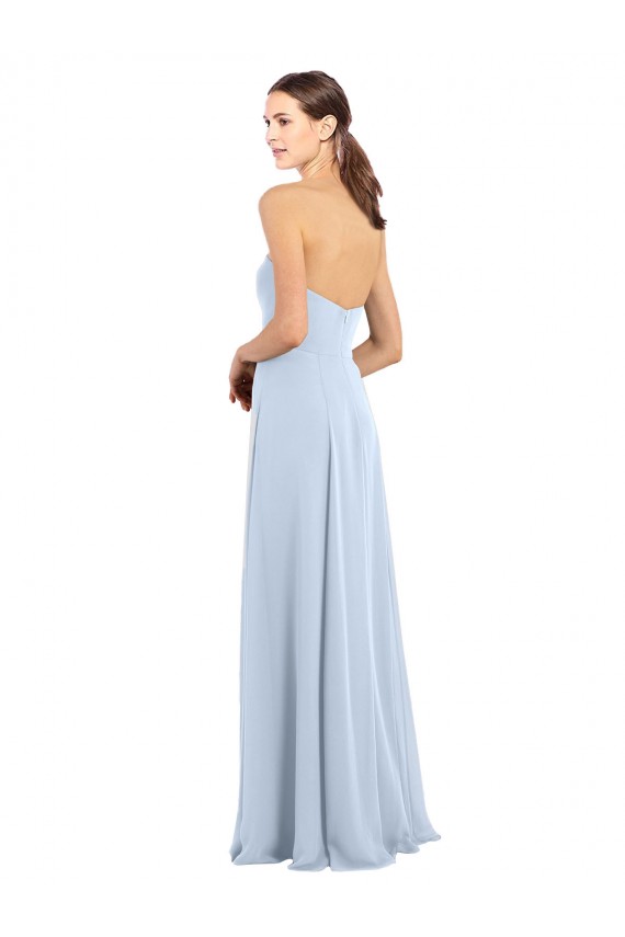 Discount Fitted Strapless Full Length Chiffon Bridesmaid Dress with Front Slit UK