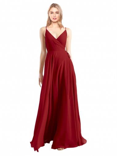 Discount A-Line Spaghetti Straps V-Neckline Chiffon Bridesmaid Dress Open Back UK