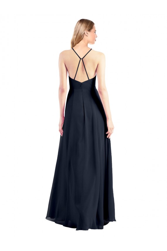 Discount Plunging V-Neckline Halter Chiffon Wrap Bridesmaid Dress / Prom Dress with High Slit UK