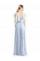 Discount V-Neck A-Line Flutter Sleeves Long Chiffon Wrap Style Bridesmaid Dress UK
