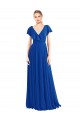 Discount V-Neck A-Line Flutter Sleeves Long Chiffon Wrap Style Bridesmaid Dress UK