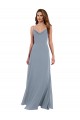 Discount Long Full Length Draped Cowl Neck V-Back Slip Chiffon Bridesmaid Dress UK