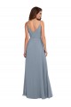 Discount Long Full Length Draped Cowl Neck V-Back Slip Chiffon Bridesmaid Dress UK