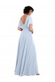 Discount Split Flutter Sleeves V-Neck Chiffon Bridesmaid Dress with Open V-Back UK
