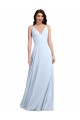 Discount Long Floor Length V-Neck Chiffon Bridesmaid Dress with Keyhole Back UK