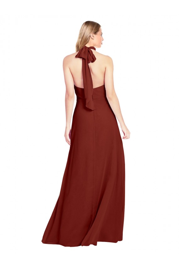 Discount Slim High Neck Halter Fitted Open Back Chiffon Bridesmaid Dress / Prom Dress UK