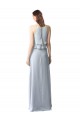 Discount High Narrow Neck Long Chiffon Bridesmaid Dress with Tiered Ruffles UK