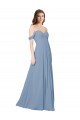 Discount Empire Waist Off the Shoulder Chiffon Bridesmaid Dress with Sweetheart Bodice UK