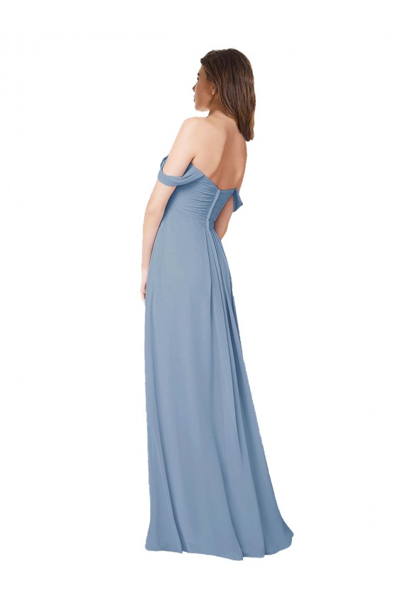 Discount Empire Waist Off the Shoulder Chiffon Bridesmaid Dress with Sweetheart Bodice UK