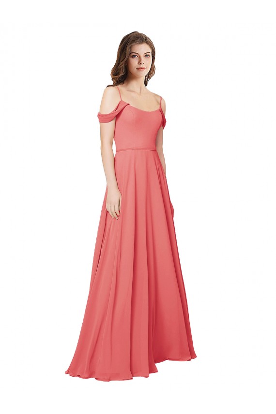 Discount Draped Off the Shoulder Straps Chiffon Bridesmaid Dress UK
