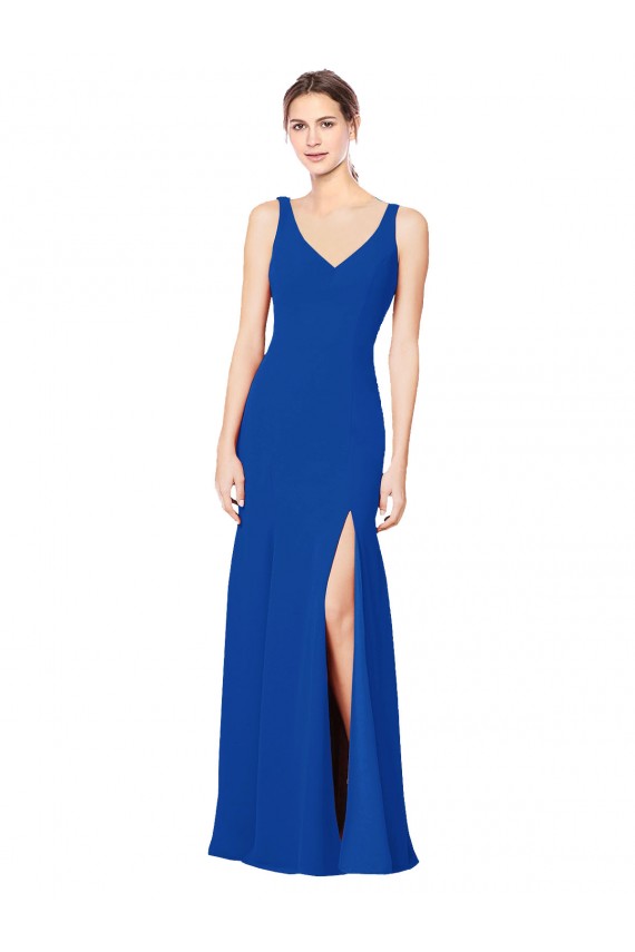 Discount Low Back Sleeveless Chiffon Bridesmaid Dress with Side Slit UK