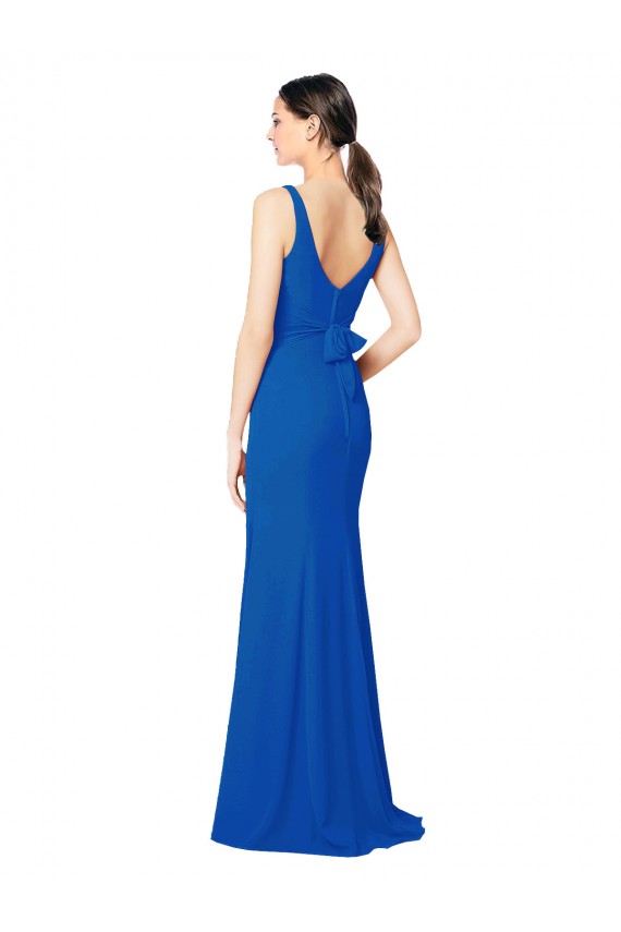 Discount Low Back Sleeveless Chiffon Bridesmaid Dress with Side Slit UK