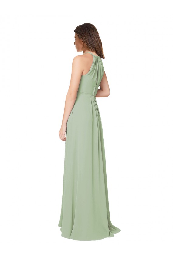Discount High Halter Neck Keyhole Chiffon Bridesmaid Dress UK