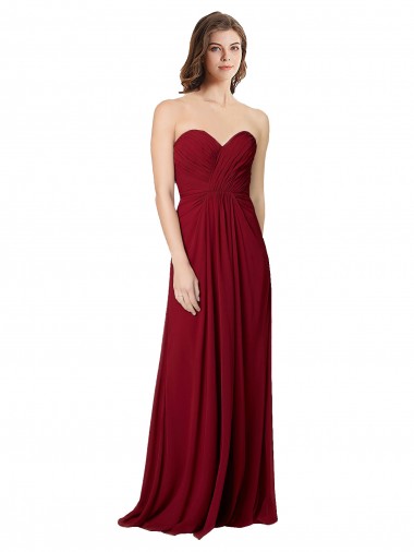 Discount Draped Sweetheart Long Grecian Inspired Chiffon Bridesmaid Dress UK