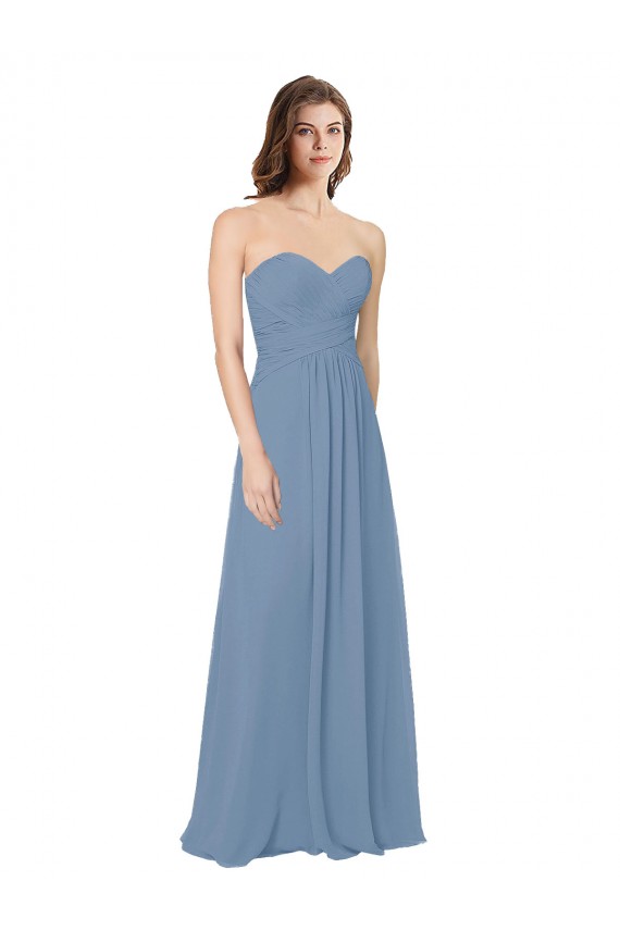 Discount Chiffon A-Line Wraparound Draping Long Bridesmaid Dress UK