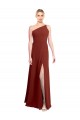 Discount Fit and Flare One Shoulder Long Chiffon Bridesmaid Dress with High Slit UK