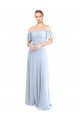 Discount Off the Shoulder Flutter Sleeves Long Chiffon Bridesmaid Dress UK
