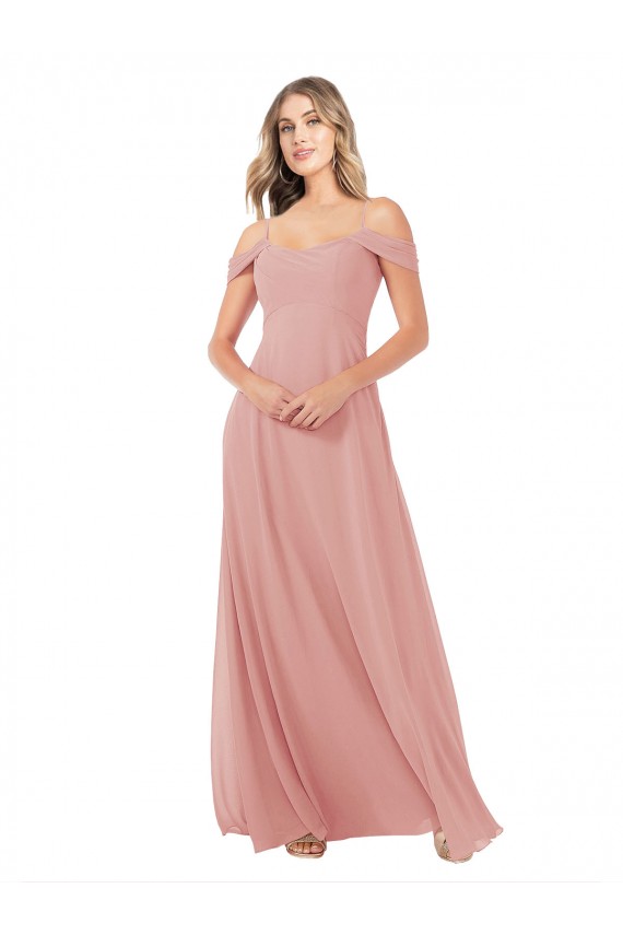 Discount Draped Shoulder Sash Back Chiffon Bridesmaid Dress UK