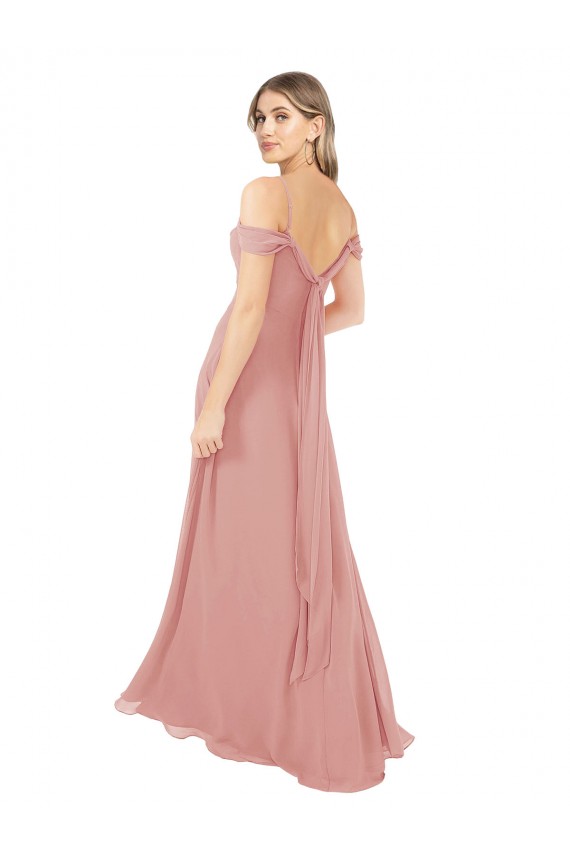 Discount Draped Shoulder Sash Back Chiffon Bridesmaid Dress UK