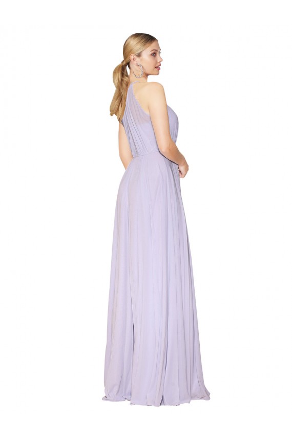 Discount High Neck Halter Shirred Chiffon Bridesmaid Dress / Formal Prom Dress UK