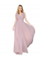 Discount Draped V-Neck Long Chiffon Bridesmaid Dress / Formal Prom Dress with Shirred Bodice UK
