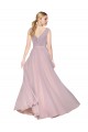 Discount Draped V-Neck Long Chiffon Bridesmaid Dress / Formal Prom Dress with Shirred Bodice UK
