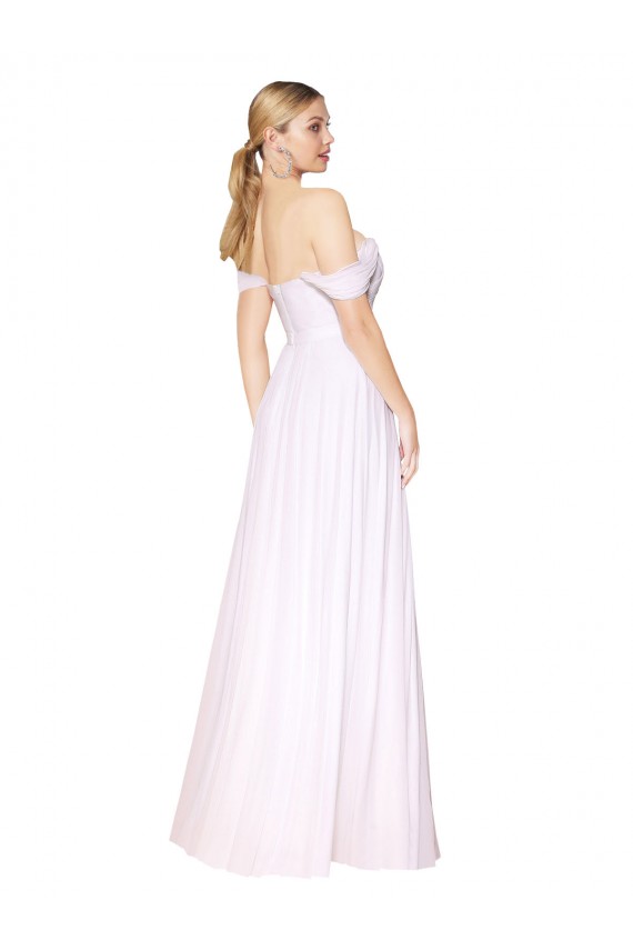 Discount Off the Shoulder Long Full Length Chiffon Bridesmaid Dress / Formal Prom Dress UK