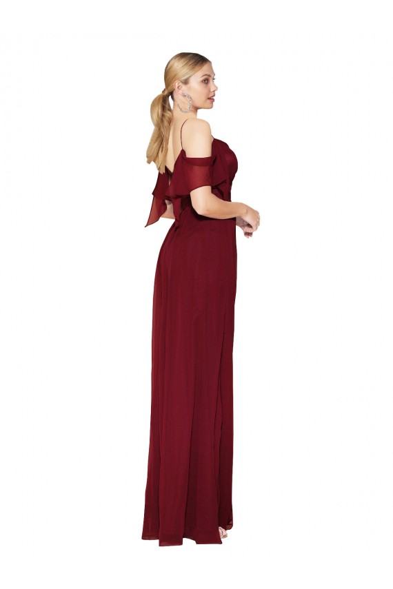 Discount Cold Shoulder Long Mermaid Chiffon Bridesmaid Dress / Formal Prom Dress with Straps UK