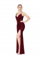 Discount Floor Length High Neck Chiffon Bridesmaid Dress / Formal Prom Dress with Side Slit UK