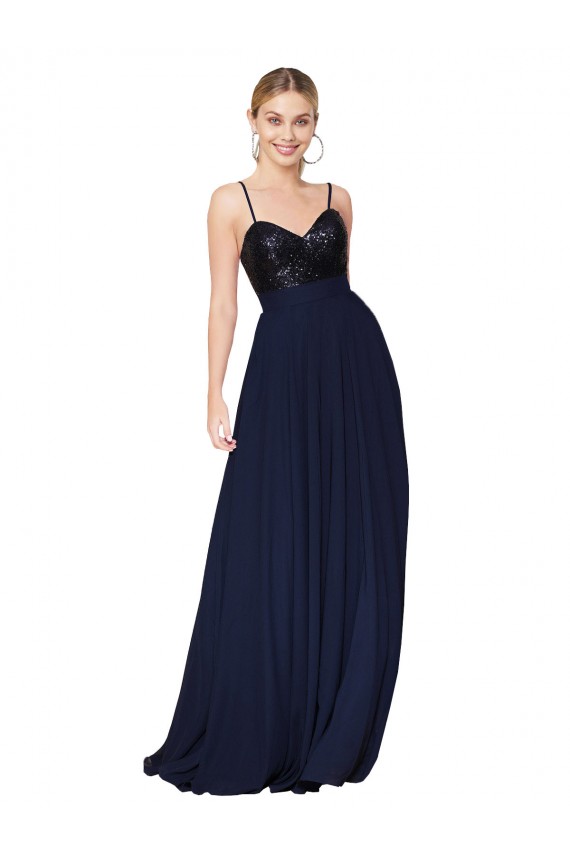 Discount Sweetheart High Neck Sequin Top Long Chiffon Bridesmaid Dress / Prom Dress UK