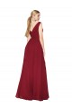 Discount Draped Mermaid Long V-Neck Chiffon Bridesmaid Dress / Formal Prom Dress with High Slit UK