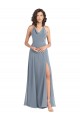 Discount Slim A-Line Cowl Neck Long Chiffon Bridesmaid Dress with Side High Slit UK