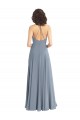Discount Slim A-Line Cowl Neck Long Chiffon Bridesmaid Dress with Side High Slit UK