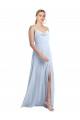 Discount Draped Cowl Neck Tied Straps Long Chiffon Bridesmaid Dress with Slit UK
