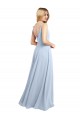 Discount Draped Cowl Neck Tied Straps Long Chiffon Bridesmaid Dress with Slit UK